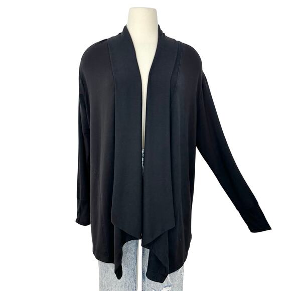 Athleta Pranayama Restore Wrap Cardigan Sweater Open Front Black M Oversized - Picture 1 of 11